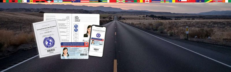 International Driving license and flags of different counties